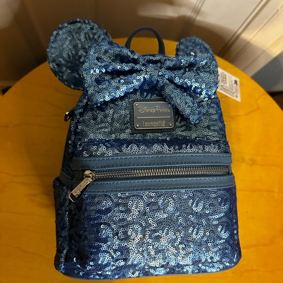 Loungefly Handbags - Disney Loungefly Backback Hydrangea Blue Sequin New